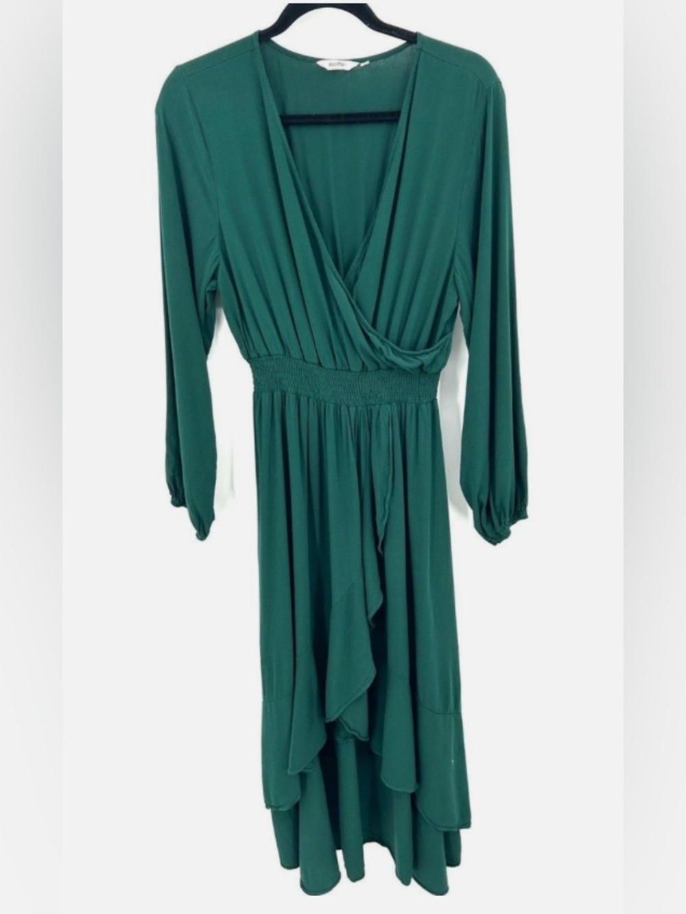 Kormei • Green • Long Sleeve • Wrap • High-Low • Midi Dress - Picture 3 of 5